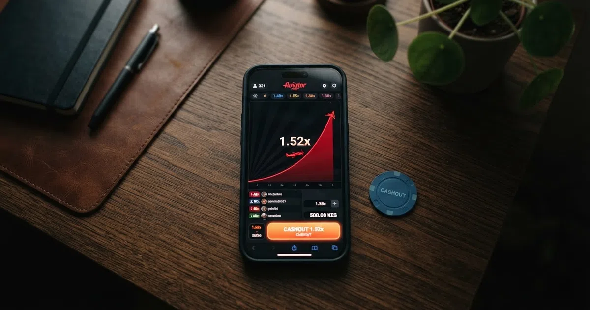 Aviator crash game interface showing the rising multiplier curve, the cashout button and the live-bets feed on a smartphone screen