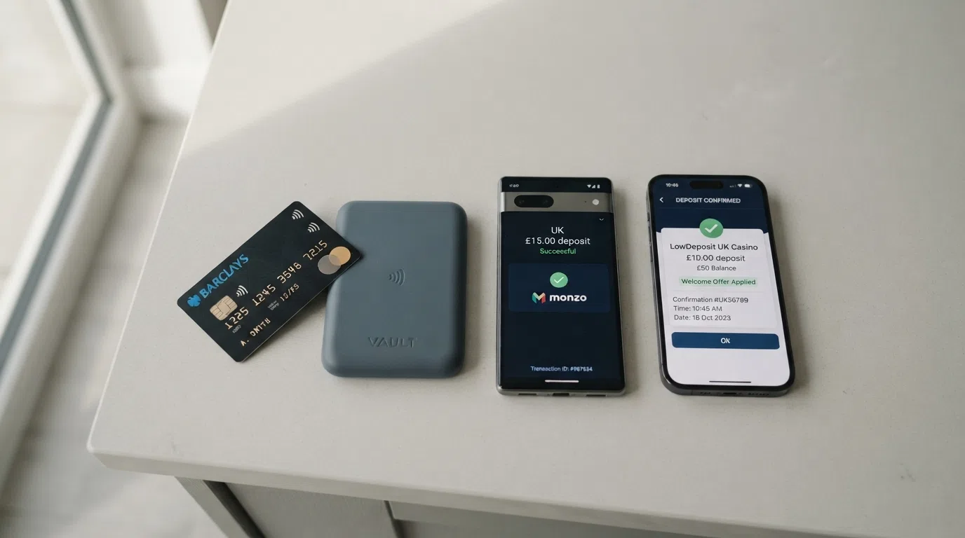 A row of payment icons — debit card, PayPal, Boku phone-bill logo, and a mobile phone with a deposit-confirmation SMS on screen — arranged on a clean background